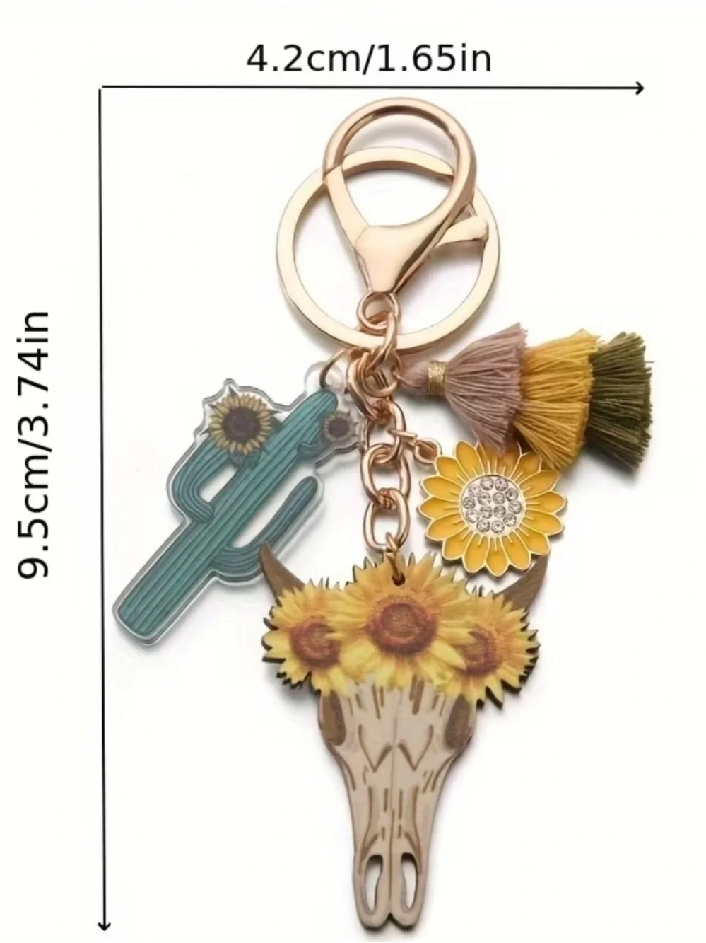 Western Boho Pastel Tassel Cow Skull & Cowboy Boot Keychain or Bag Charm